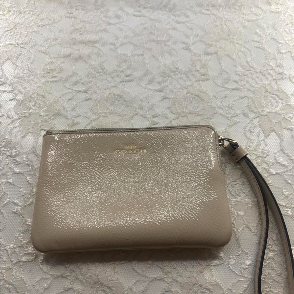 Coach Shimmering Beige Wristlet